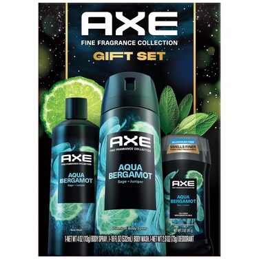 AXE Aqua Bergamot Gift Set for Men &ndash; Men&rsquo;s Body Wash, Body Spray &amp; Deodorant, Fine Fragrances Collection, Sage &amp; Juniper (3 Piece Set)