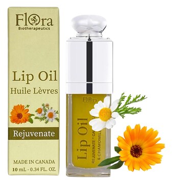 Flora Calendula &amp; Chamomile Lip Oil   Organic, Plant-Based   Rejuvenate   10 ml   Made in Canada