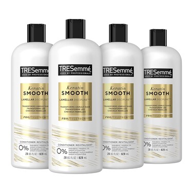 TRESemm&eacute; Keratin Smooth Conditioner 4 pack for Frizzy Hair, Formulated with Lamellar-Discipline, 28 Fl Oz