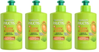 Garnier Fructis Sleek &amp; Shine Leave-In Conditioning Cream for Frizzy, Dry Hair, Plant Keratin + Argan Oil, 10.2 Fl Oz, 2 Count (Packaging May Vary) (Pack of 2)