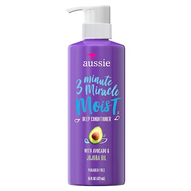 Aussie 3 Minute Miracle Moist Detangling Deep Conditioner Treatment with Avocado Oil, 16 fl oz, Paraben and Sulfate Free