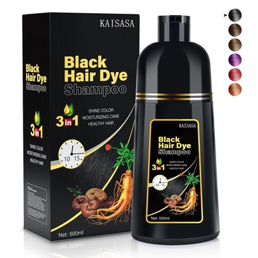 Black Hair Dye Shampoo 3 in 1 Champu Para Canas for Gray Hair Coverage, Natural and Herbal Color Shampoo for Women