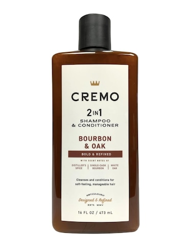 Cremo Bourbon &amp; Oak 2-in-1 Shampoo &amp; Conditioner, Barber Grade Quality That Moisturizes and Cleanses All Hair Types, 16 Fluid Ounce
