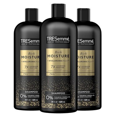 TRESemm&eacute; Rich Moisture Hydrating Shampoo 3 Count for Dry Hair Formulated With Pro Style Technology 28 Fl Oz