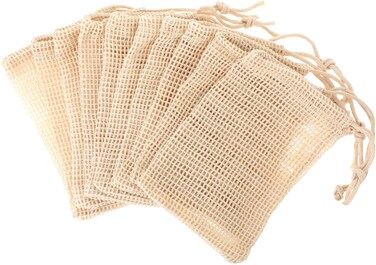 10 PCS Soap Bags Natural Sisal Soap Saver for Foaming and Drying Bubble Mesh Soap Scrubber Pouch Handmade Cotton Bag with Drawstring Body Facial Cleaning Bath Shower Tool