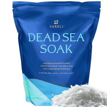 Dead Sea Bath &amp; Foot Soak, Unscented Magnesium Bath Salt Flakes, Alternative to Epsom Salt, 5lbs with Over 250,000mg of Elemental Magnesium Per Bag