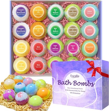 Bath Bombs for Women, 20 Pcs Handmade Bubble Bathbombs Gift Set, Shea &amp; Coco Butter Dry Skin Moisturize, SPA Relaxing Gifts for Women &amp; Men, Her, Girls, Wife, Birthday