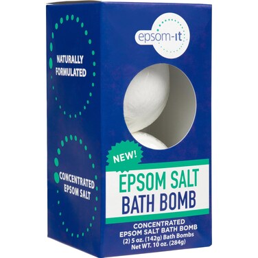 Epsom-It Epsom Salt Bath Bomb - Magnesium Sulfate Epsom Salts for Soothing and Refreshing soak, Recovery Magnesium Bath Soak for Women &amp; Men, Unscented, 2-Pack