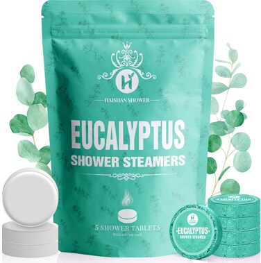 Shower Steamers Aromatherapy Organic Eucalyptus &amp; Mint Essential Oil, 5-Pack Shower Bombs Easter Basket Stuffers Gifts for Her Him Women or Men, Birthday Gifts for Girlfriend Mom Wife Sister Daughter