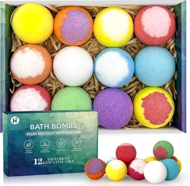 Bath Bombs Gift Set - 12Pack Handmade Natural &amp; Organic Ingredients, Spa Relaxing Gifts for Women &amp; Men, Aromatherapy Bubble Bath, Amazing Present for Wife &amp; Kids