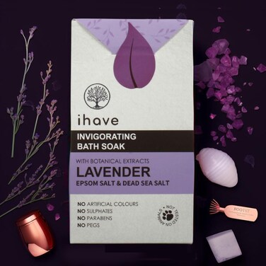 iHave Epsom Salt &amp; Dead Sea Salt Bath Soak with Lavender Essential Oils, Unique Spa Gift Idea, Portable Bath Salts Gifts for Her and Him, Ideal Anniversary or Birthday Gifts for Women and Men