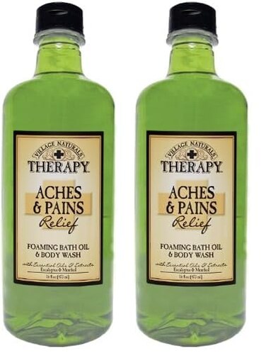 Village Naturals Therapy Foaming Bath Oil, Aches and Pains, 16 Ounce (Pack of 2)