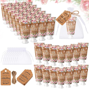 48 Sets Baby Shower Hand Cream Baby Shower Party Favors for Guests Christmas Hand Cream Gift Bulk Travel Size Hand Lotion Hand Cream Set for Wedding Baby Shower Christmas(Floral)