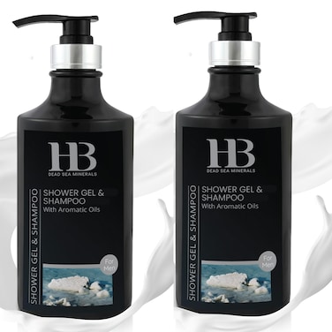 HB Dead Sea 2 in 1 Mens Body Wash &amp; Shampoo Enriched with Dead Sea Minerals, All in One Body Soap Liquid with pure Scent, Shower Gel Body Wash for Men, Shower Soap Liquid for Skin &amp; Hair Care, 780ml