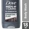 DOVE MEN + CARE Elements Body Wash Charcoal + Clay, Effectively Washes Away Bacteria While Nourishing Your Skin, Gray, 18 Fl Oz (Pack of 4)