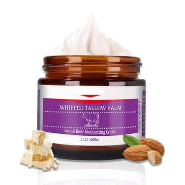 Handmade Whipped Tallow Cream, Whipped Beef Tallow for Skin, Beef Tallow Lotion, 100% Grass Fed Beef Tallow for Skin, Beef Tallow for Face &amp; Body, Lotion for Extremely Dry Skin Mmoisturize 5.7oz