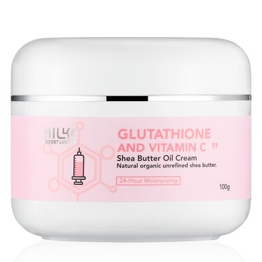 AILKE Organic Unrefined Shea Butter Oil Cream, Daily Skin Moisturizer For Face &amp; Body, Soften, Smooth &amp; Boost Radiance, Alleviates Dryness, With Glutathione And Vitamin C, 3.5 oz