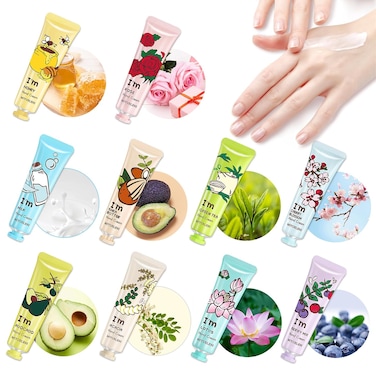 10 Pack Hand Cream Bulk Nourishing Christmas Gifts for Women Teens, Stocking Stuffers for Adults, Natural Fragrance Mini Hand Lotion Moisturizing Hand Care Cream for Dry Cracked Hands