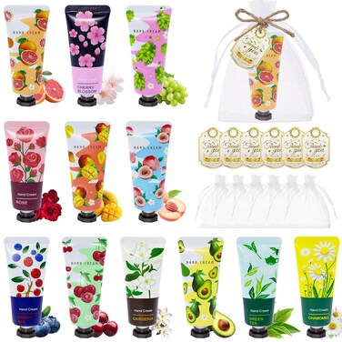 12 Pack Hand Cream for Women, Mini Hand Lotion Travel Size for Dry Cracked Care, Natural Plant Fragrance Moisturizer Present Set for Mother, Teacher Appreciation and Bridesmaid Present