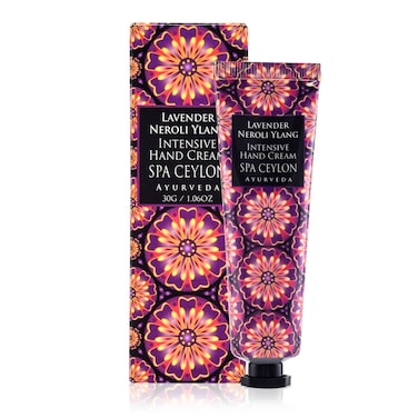 SPA CEYLON LAVENDER NEROLI YLANG Intensive Hand Cream   Travel Size Moisturising Hand Cream   Vegan   30g