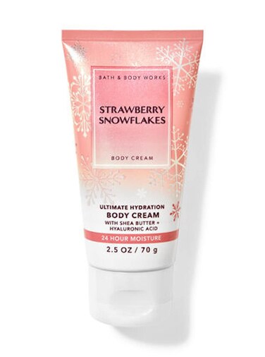 Bath and Body Works Travel Size Body Care - 2.5 Oz 24 Hour Moisture Body Cream (Strawberry Snowflakes)