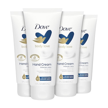 Dove Body Love Moisturizing Hand Cream for Rough or Dry Skin Intense Care Softens and Smoothes 3oz 4 Count