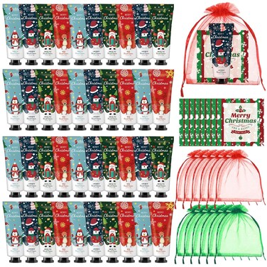 48 Christmas Hand Cream Gift Set Christmas Stocking Stuffers Hand Cream Travel Size Care Cream Bulk Mini Hand Lotion for Dry Cracked Hands Employees Colleagues Teacher Gifts