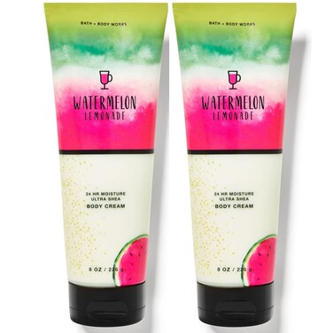 Bath &amp; Body Works WATERMELON LEMONADE Ultra Shea Body Cream 8fl Oz I 226gm Each - SIGNATURE COLLECTION (Bundle of 2 Creams) 24 hour Moisture