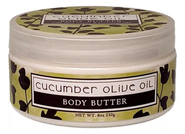 Greenwich Bay Trading Co. Scented Botanic Body Butter - Luxurious Hydration with Shea &amp; Cocoa Butter, Enriched with Vitamin E - 8 Ounce Tub (Cucumber Olive Oil)