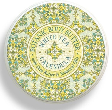 Greenwich Bay Trading Co. Scented Botanic Body Butter - Luxurious Hydration with Shea &amp; Cocoa Butter, Enriched with Vitamin E - 8 Ounce Tub (8 oz., White Tea)