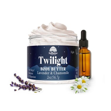 PURPLE CANYON SolButter 2 oz Twilight Night Cream   Magnesium and Melatonin Whipped Body Butter   Lavender Chamomile Body Lotion for Women
