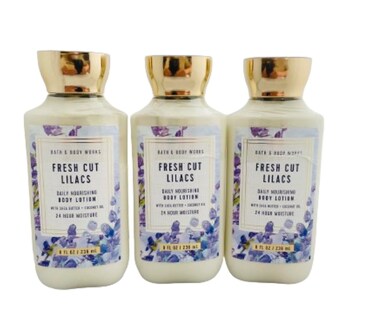 Bath &amp; Body Works Fresh Cut Lilacs 3 Pack Body Lotion Bundle - 8 fl oz / 236 mL each