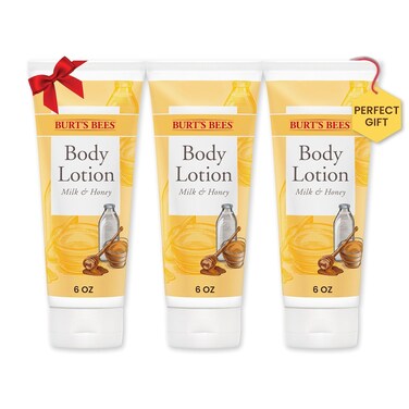 Burt's Bees, Body Lotion with Milk and Honey, Moisturizing Lotion for Normal to Dry Skin, 98.6% Natural Origin Skin Care, 6 oz Bottle (3-Pack)