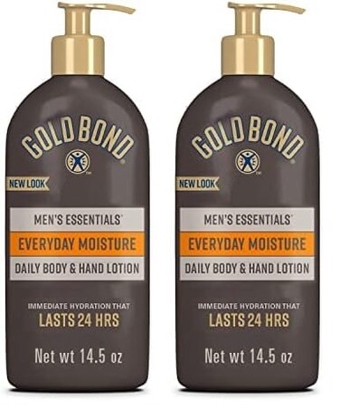 Gold Bond Men's Essentials Everyday Moisture Daily Body &amp; Hand Lotion, 14.5 oz., With Vitamin C (Pack of 2)