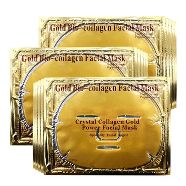 Adofect 15 Pack 24K Gold Crystal Collagen Facial Patches, Crystal Collagen Facial Pads sheet for Anti Aging, Puffiness, Moisturizing, Deep Tissue Rejuvenation and Hydrates Skin