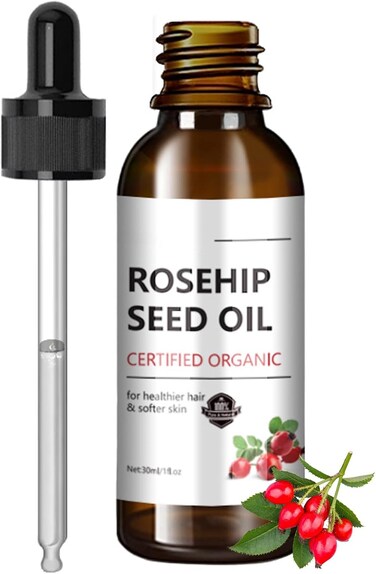 Rosehip Seed Oil for Face and Skin, 100% Cold Pressed Rosehip Oil, Moisturizer Organic Rosehip Oil For Anti-Aging, Reduce Fine Lines Wrinkles, Softer Skin, Rosehip Seed Oil for Women Massage Body Hair