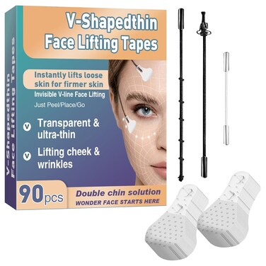 Face Lift Tape, 90pcs Face Tape for wrinkles, Lifting Sagging Skin, Hiding Double Chin &amp; Wrinkles for Eyes, Face, Neck