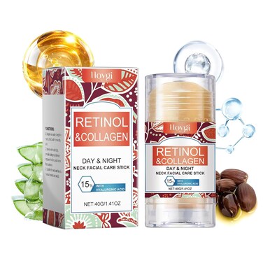 Retinol &amp; Collagen Neck Facial Care Stick, Anti Aging Neck and D&eacute;collet&eacute; Firming Cream - Tighten and Hydrate Skin Day &amp; Night Neck Tightening Cream Firm Repair Sagging Rejuvenates Skin - 1.41 Oz