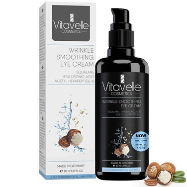 Smoothing Eye Cream for Wrinkles- Anti Aging Eye Cream for Dark Circles and Puffiness, Under Eye Cream for Dark Circles &amp; Wrinkles, Under Eye Cream with Hyaluronic Acid (Squalane (50 ml))