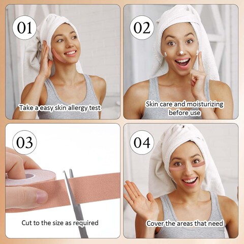 2 Pcs Facial Myofascial Lift Tape, Anti-Wrinkle Tape for Skin Firming, Toning &amp; Tightening Anti-Freeze Stickers Kinesiology Tape for Face, Neck &amp; Forehead Anti-Aging Face Patches - 1in X 16.4ft