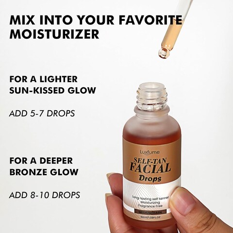 Face Tanning Drops Gradual Tan,Anti-Aging,Glow Drops for Face Self Tanning Provides an Even,Customizable Glow,1.08 Fl Oz