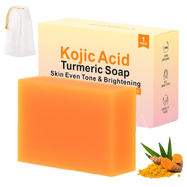 Kojic Acid Turmeric Soap Bar - Dark Spot Remover for Face Even Skin Tone, Moisturizing &amp; Nourishing Natural Ingredients