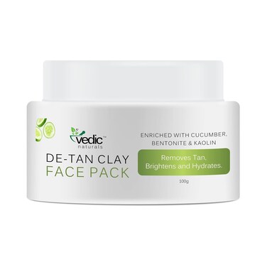 De Tan Face Pack-100g   Enriched With Cucumber Extract, Bentonite Clay &amp; Kaolin Clay   Removes Tan, Skin Brightening &amp; Hydrates   100% Organic