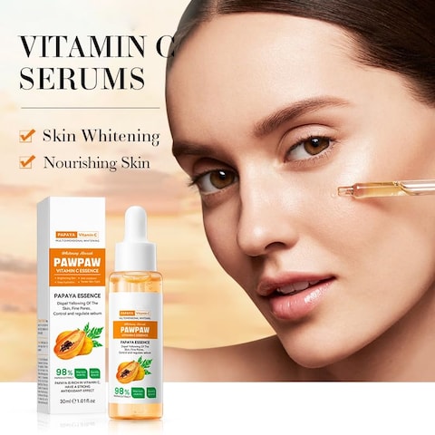 2PC 98% Papaya Extract Vitamin C Nourish PawPaw Essence,Dispel Yellowing Of The Skin, Deep Hydration Fine Pores, Moisturizing Smoothing Facial and Body Skin 60ml / 2.02 fl.oz