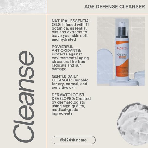 Age Defense Cleanse - Dermatologist Tested &amp; Recommended Gentle Cleanser with Essential Oils and Antioxidants, 7.3 oz