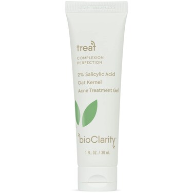 bioClarity Acne Treatment Gel   2% Salicylic Acid + Moisturizing Oat Kernel   100% Vegan, Clean Ingredients   1 Fl Oz