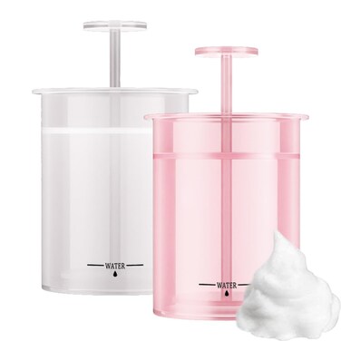 Foam Maker for Face Wash, Face Wash Foamer, Cleanser Foam Maker, Marshmallow Whip Maker Skin Care, Deep Skincare Cleaner Tools for Travel Household 2 Pieces(Pink and White)