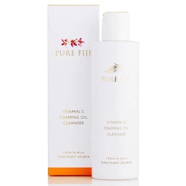 PURE FIJI Cleansing Oil with Vitamin C Brightening Foaming Face Wash with Vitamins C &amp; E- Deep Clean &amp; Makeup Remover Oil, Great for All Skin Types Facial Cleanser (6.4oz/190ml)