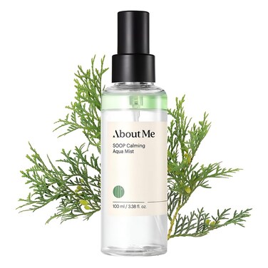 About Me Soop Calming Aqua Mist - Vegan Soothing and Hydrating Face Spray with Jeju Cypress Water, Tea Tree Extract, and Jojoba Seed Oil for Dry, Sensitive Skin (100ml/3.38oz)