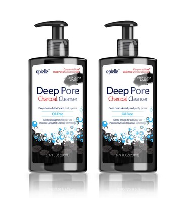 Epielle Deep Pore Charcoal Cleanser   Detoxify and Purify Skin of Dirt and Oil   Oil-Free Cleanser   Energizes Skin with Activated Charcoal   100% Vegan and Cruelty Free Formula   6.77 Fl Oz   2-Pack